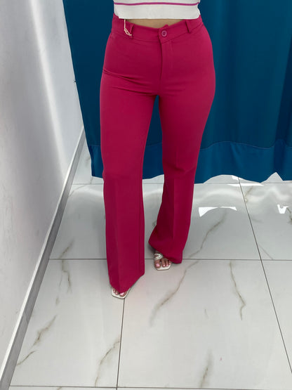 Pantalone a zampa fucsia