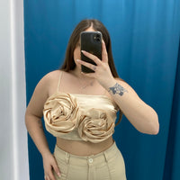 Top con rose beige