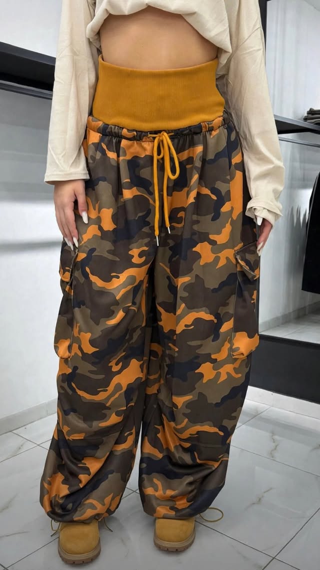 Pantalone Cargo Camouflage Mustard-59827