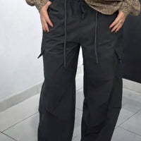 Pantalone Cargo Wide Leg Nero-8064