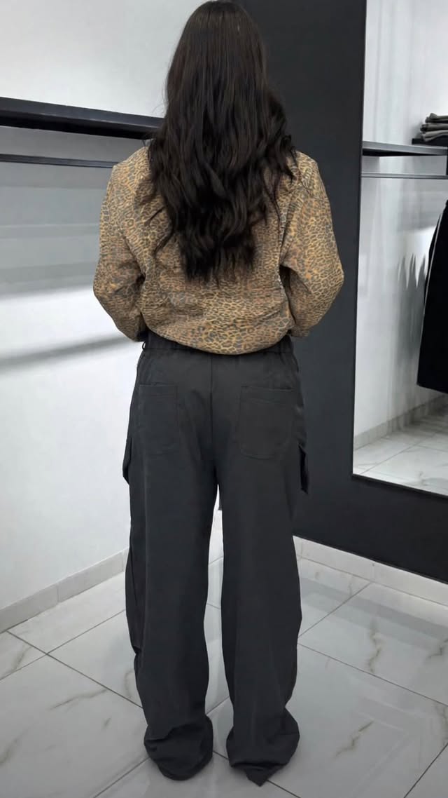 Pantalone Cargo Wide Leg Nero-8064