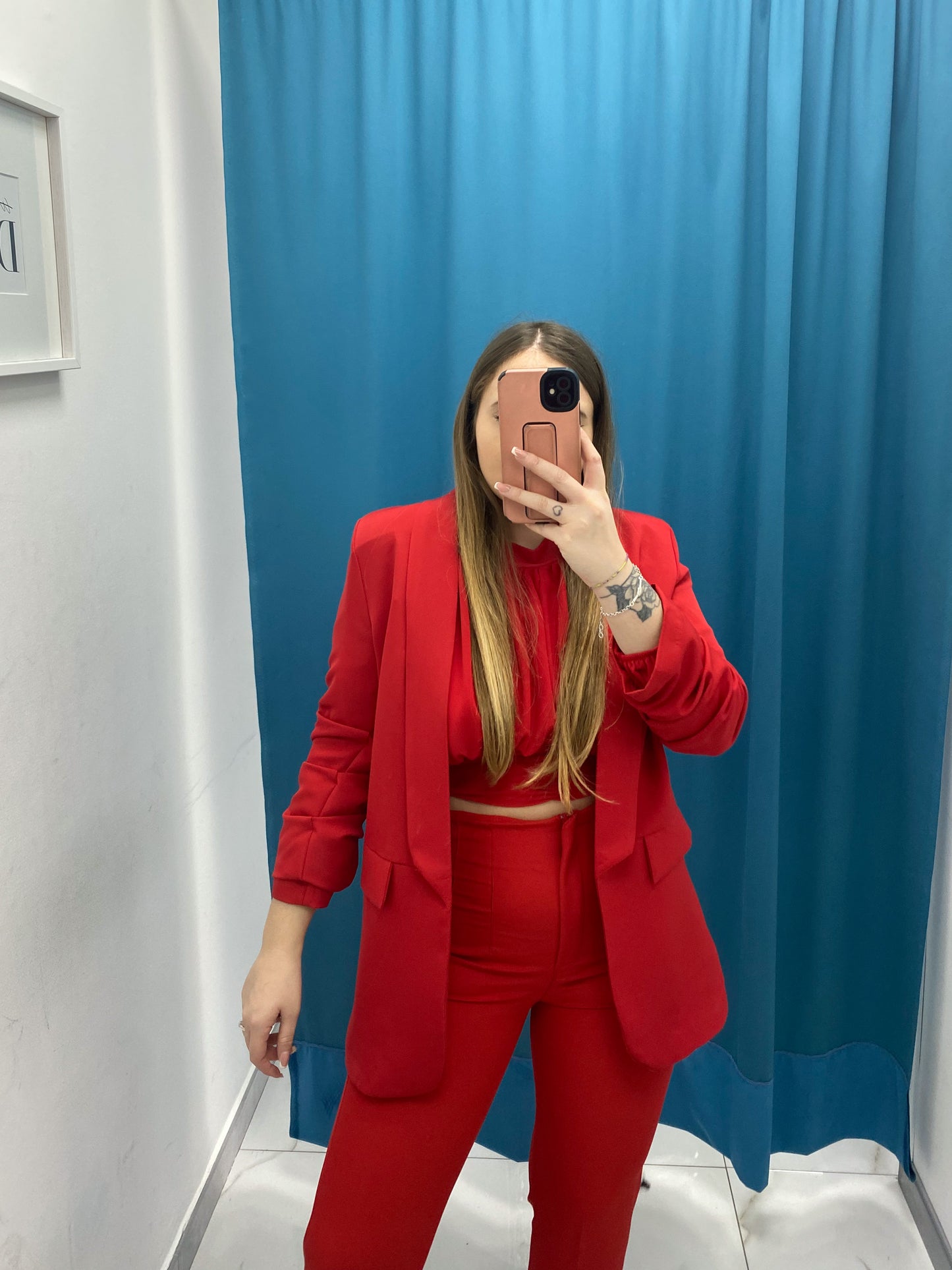 Blazer con manica 3/4 rosso