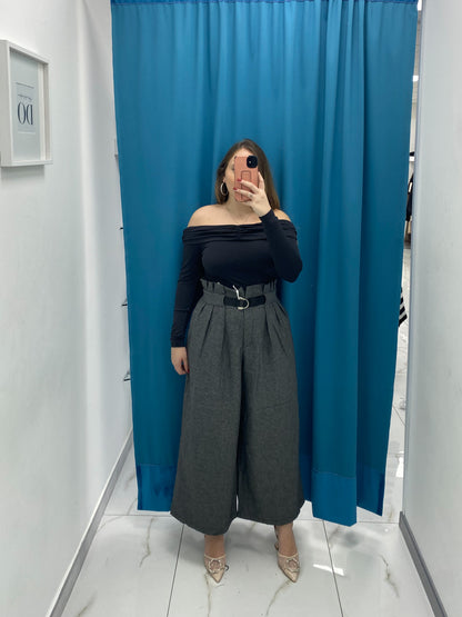 Pantaloni Culotte Grigio