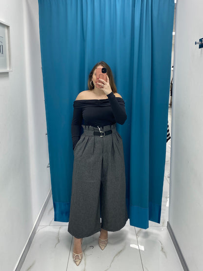 Pantaloni Culotte Grigio