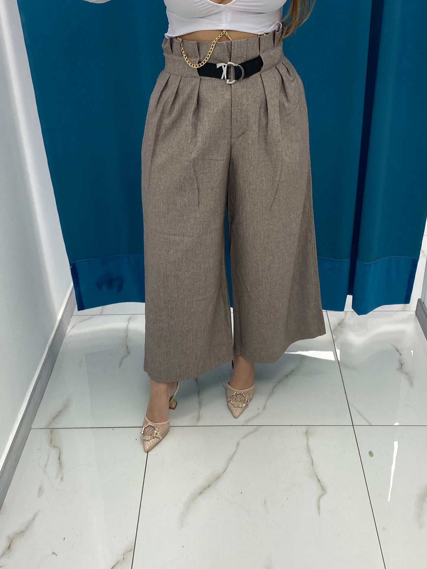 Pantaloni Culotte Beige