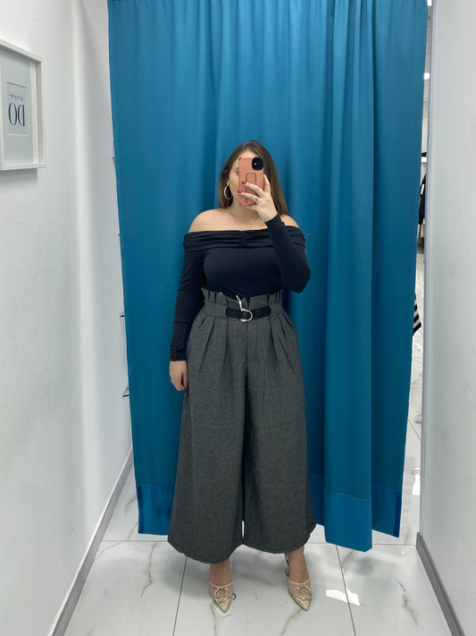 Pantaloni Culotte Grigio