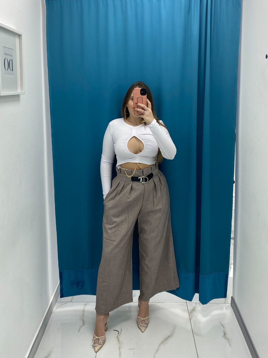 Pantaloni Culotte Beige