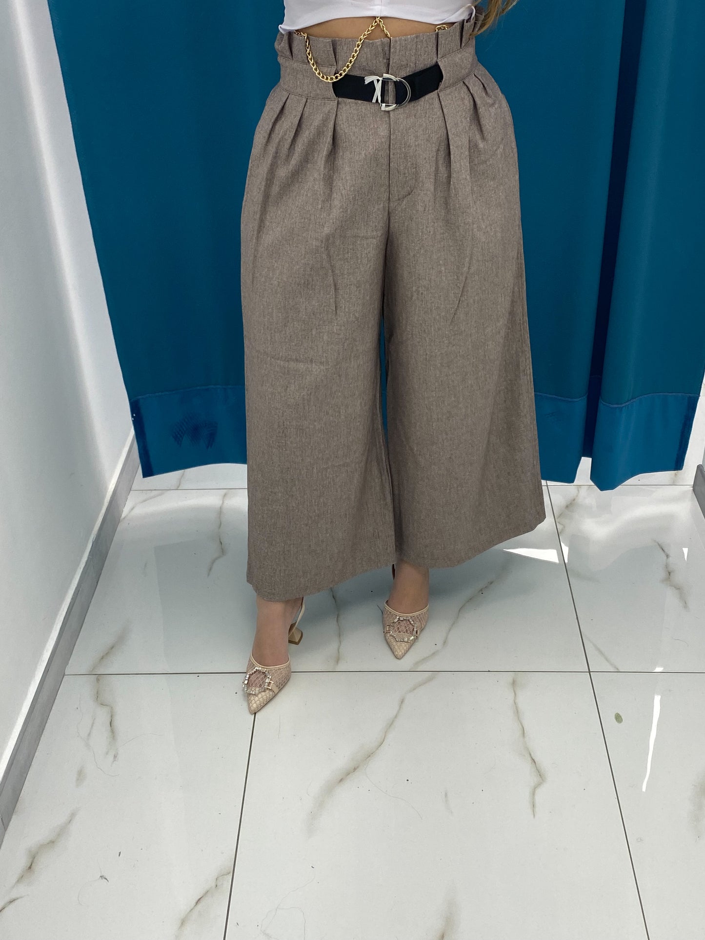 Pantaloni Culotte Beige