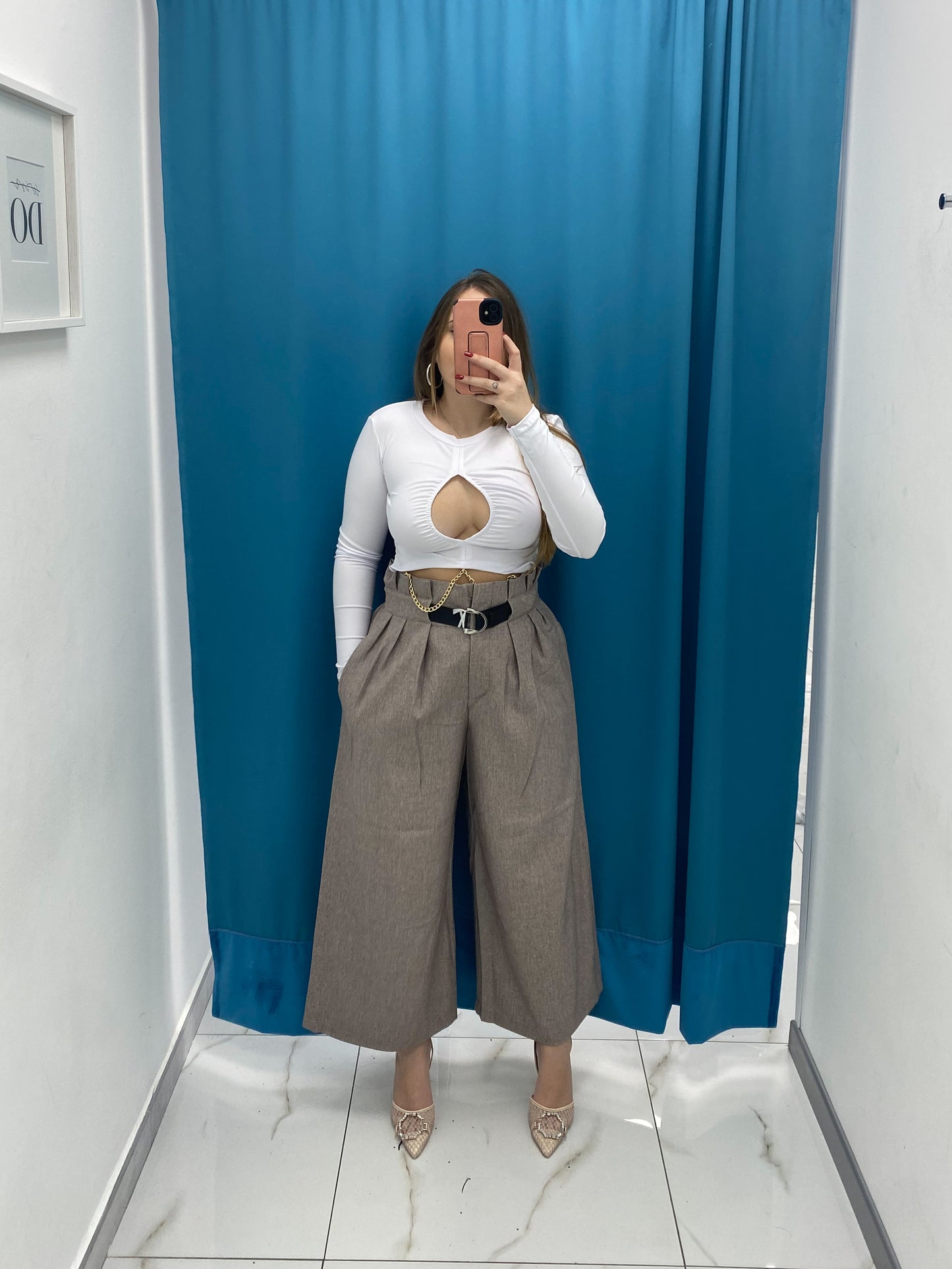 Pantaloni Culotte Beige