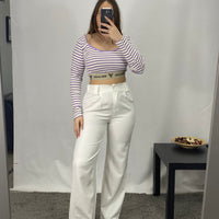 Tailleur giacca crop e pantalone bianco