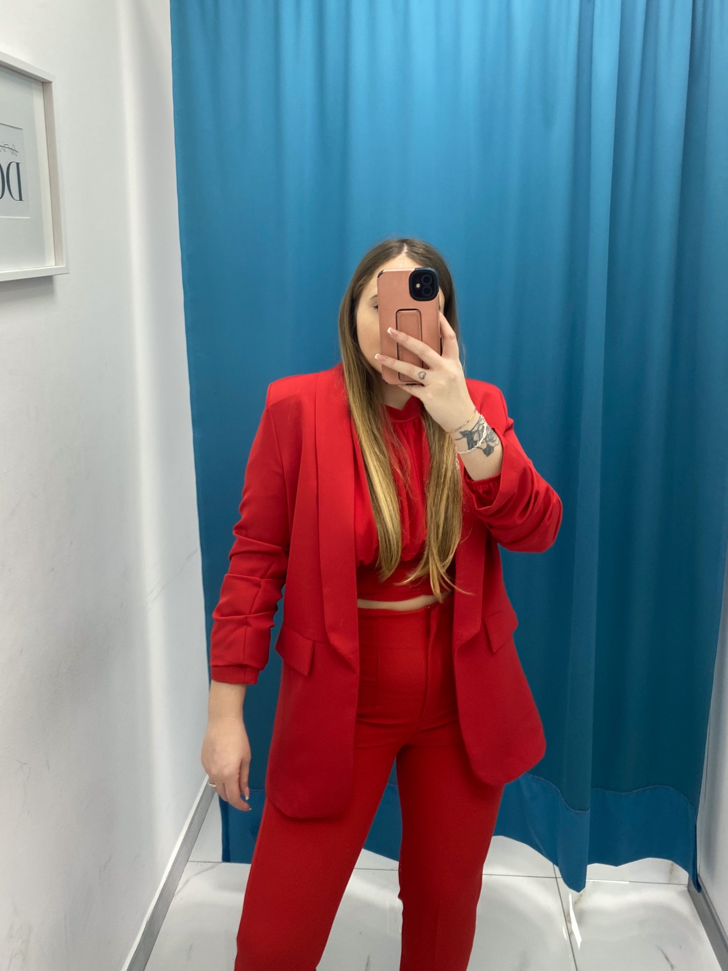 Blazer con manica 3/4 rosso