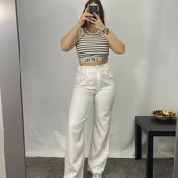 Tailleur giacca crop e pantalone bianco